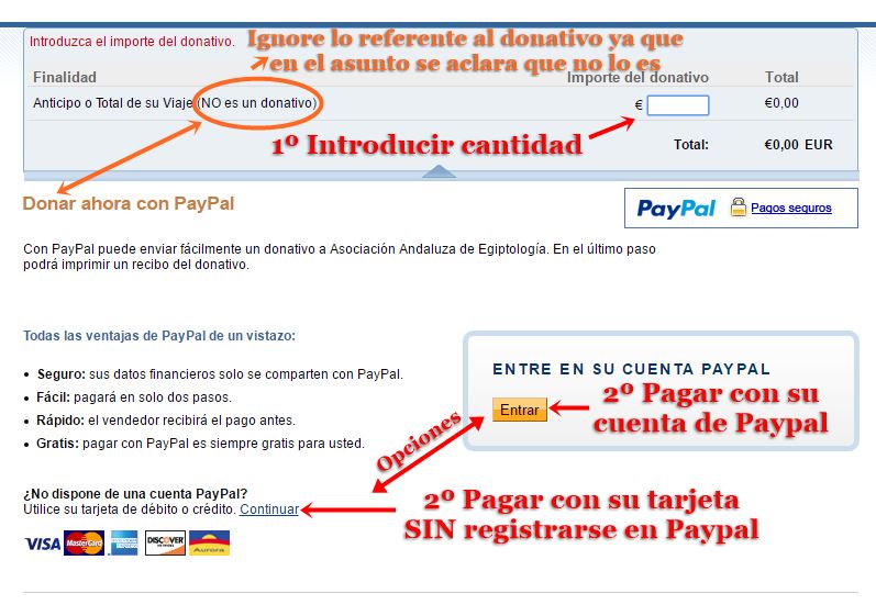 Pagos con tarjeta o mediante Paypal