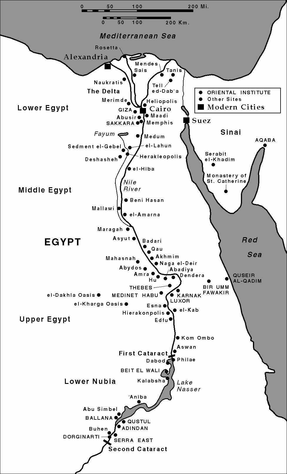 📜 Mapa de ciudades de Egipto